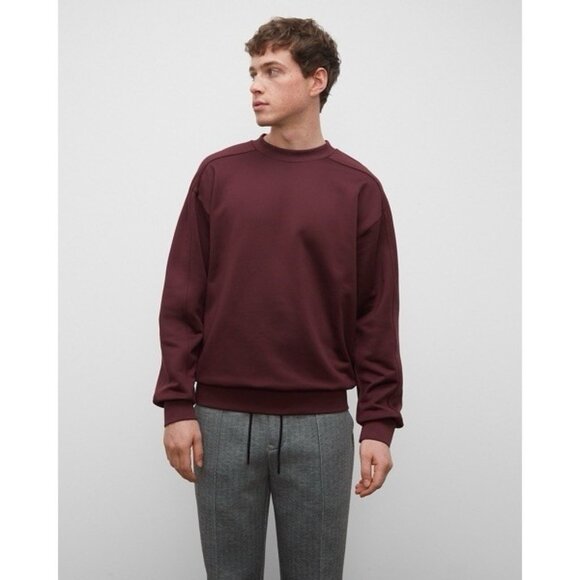 New Club Monaco mens size small burgundy maroon French Terry Crewneck Sweatshirt - Picture 1 of 8